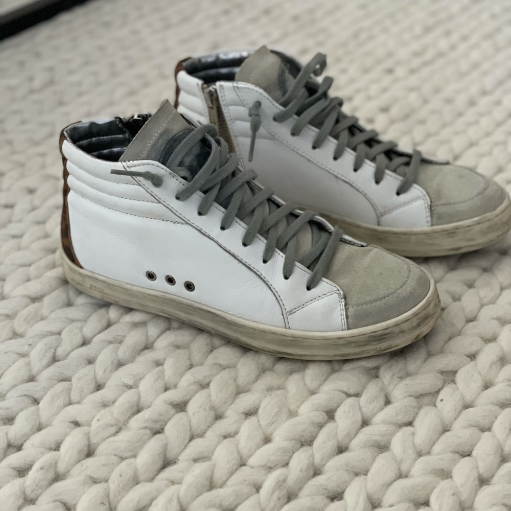 P448 Skate High Top Sneakers in White/Leopard